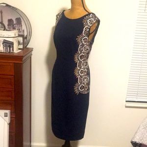 Adrianna Papell Navy Blue Beaded Dress